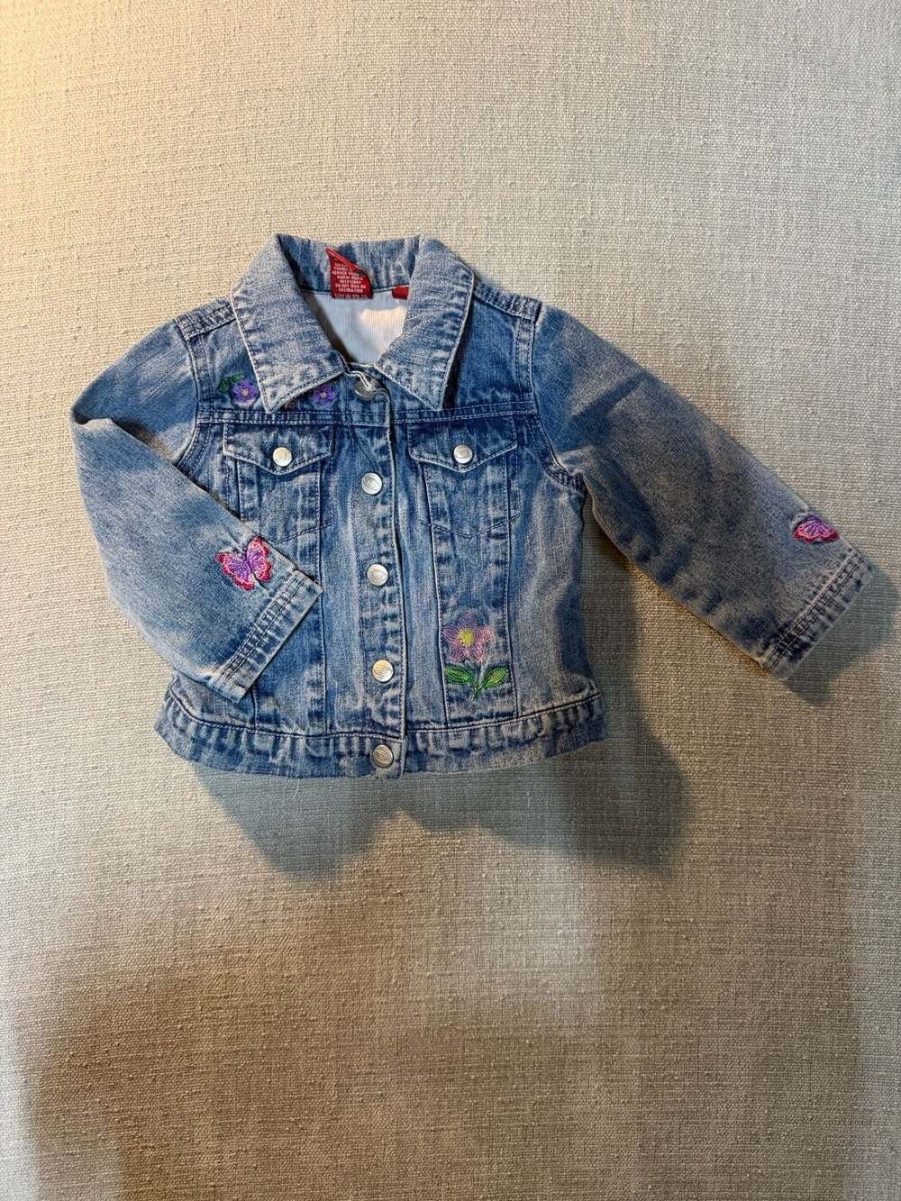 Bongo Toddler Girls Embroidered Butterfly and Flower Denim Jacket